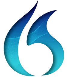 The Dragon product mark used on the Dragon Professional v16 page: a stylised flame shape in a blue to teal gradient
